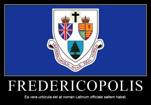 interretialia:FredericopolisEa vera urbicula est at nomen Latinum officiale saltem habet.Fredericton