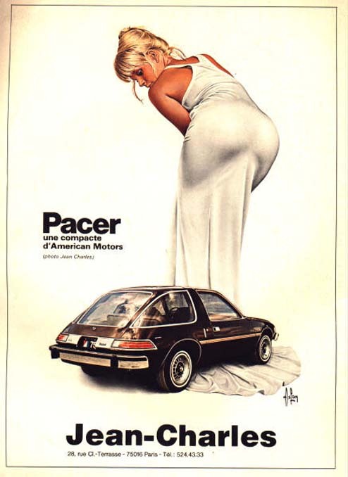 retrogasm:<br>“ AMC Pacer by Jean Charles<br>This reminds me of something I heard on Bevis and Butthead once…<br>“Everyone calls her Crisco because she’s fat in the can” ”