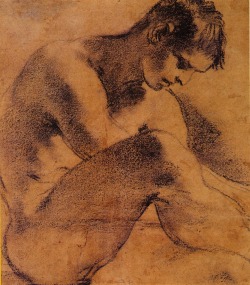 whoknowswhereorwhen:  Another male nude by the Italian artist Guercino. OMG, cute! 