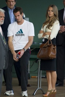 elizabethswardrobe:  Andy Murray and Kim Sears at Wimbledon today after the Men’s Finals. 