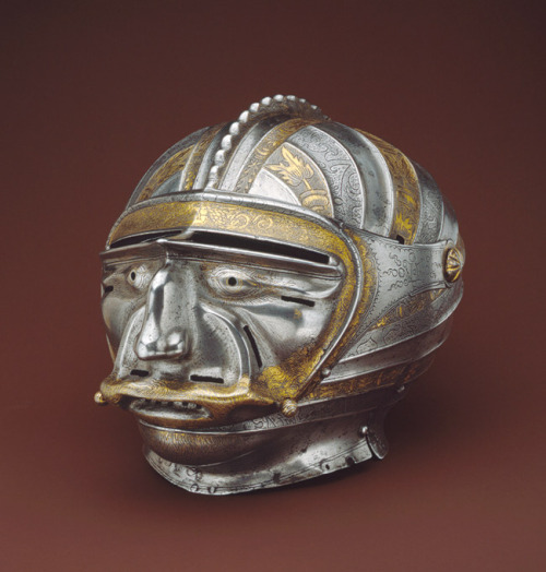 This type of helms with masklike visors were popular in the period between 1510 and 1540 in Germany 