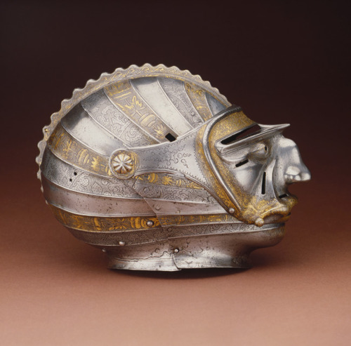 This type of helms with masklike visors were popular in the period between 1510 and 1540 in Germany 