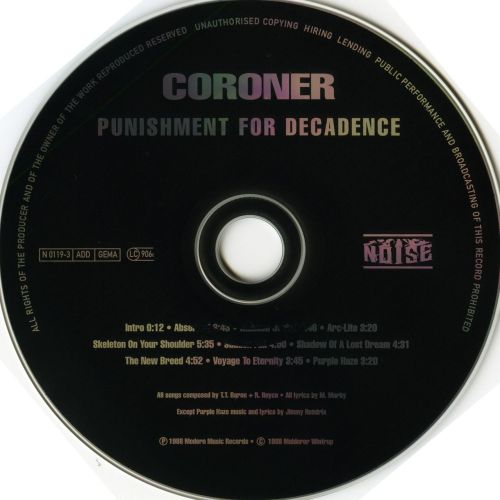 tay-disco-rayado:  Coroner - Punishment For Decadence 