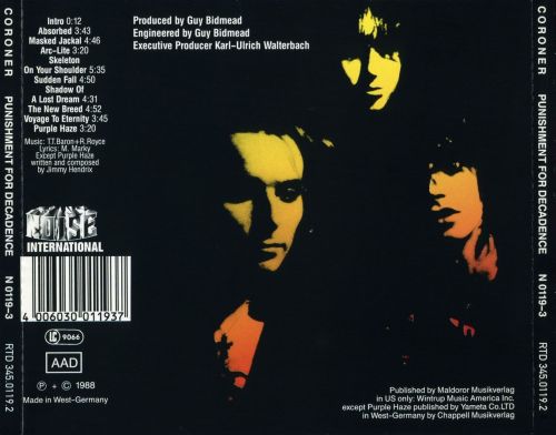 tay-disco-rayado:  Coroner - Punishment For Decadence 