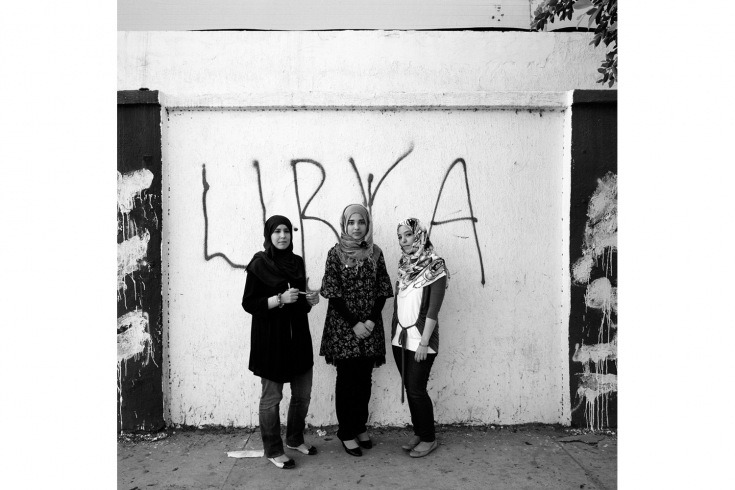 Tripoli, Libya. August 2011.Salma Taghdi, 22, Aseel Tajuri, 22, and Maysam Shebani,