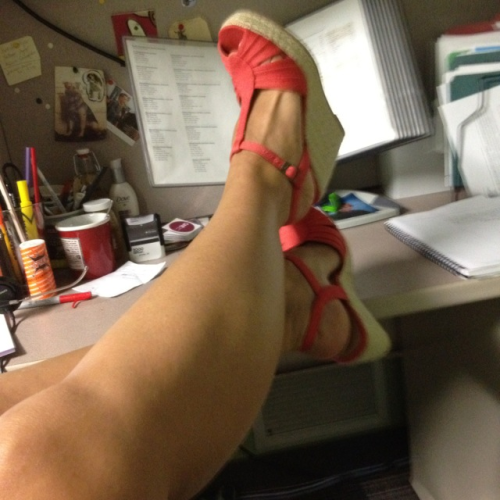 My new shoes look great up on my desk…