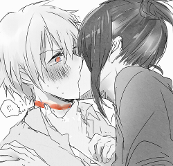 randomcuteotaku:  #no.6 #I like this kiss #seems something more real#Nezumi loosing his cool for a while #thanks to Shion #and he just kisses him #he forces the kiss #and we can see by his arms and the trembling from the other #like Nezumi a bit