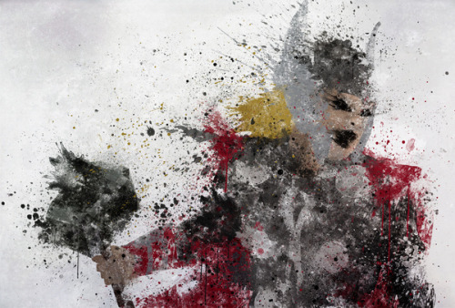 justinrampage: Marvel and DC characters collide in a paint splatter art form by Tumblr artist Meliss