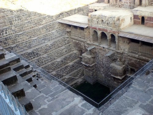 This is a step well at Chand Baori, which ancient Indians made to get cleaner and cooler water. It i