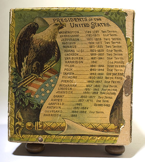 ca. 1892, [Columbian Exposition souvenir, presidential viewing box machine] The box rests on four wo