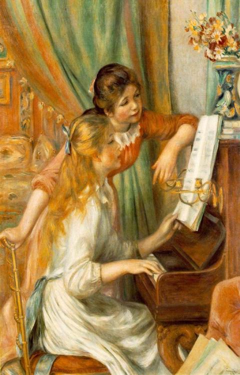 Two Young Girls at the Piano (1892). Auguste Renoir (French, 1841–1919, Impressionism). Oil on canva