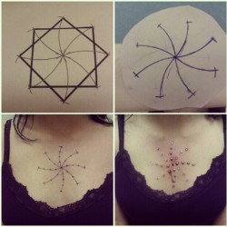 piercingbysaint:  Making piercings out… Like a boss #piercing #Piercings #candid #Dermals #Microdermals #surfaceanchors #multiple #pro #math #geometry #cropcircles #swirls #chrissaint (Taken with Instagram) 