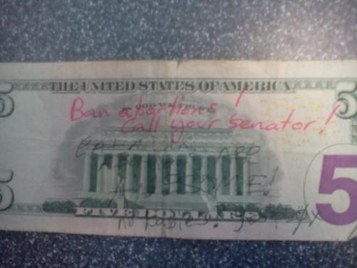 [Red Pen: &ldquo;Ban Abortions! Call your senator!&rdquo;] [Black Pen: &ldquo;eat a dick