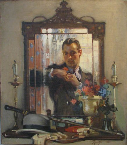 moika-palace:  Elegant Man in mirror by Leon Gordon, ca. 1930. 