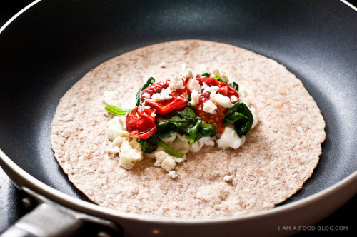 Spinach, Feta and Tomato Egg Wrap