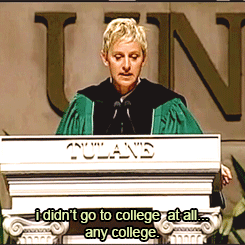littlekidwithglasses:Ellen DeGeneres at Tulane’s 2009 Commencement Speech.