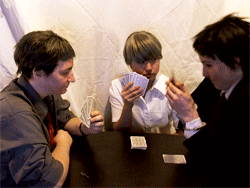 asktheinvestigationteam:Poker is surprisingly difficult when handcuffed.- Souji.( Once again guest s