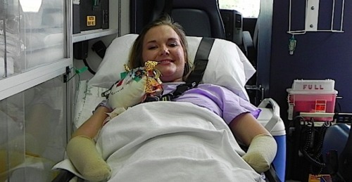 Photo of Aimee Copeland (DBE AKBK) in the ambulance.