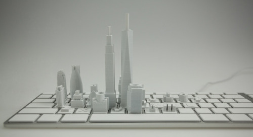 3dprintingiscool:  3D printed virtual city keyboard by Sang Un Jeon Each key represents the icon/logo of a website, and the height of each building is based on the estimated monthly visitors of each one. As you can see Google tower is the clear winner!