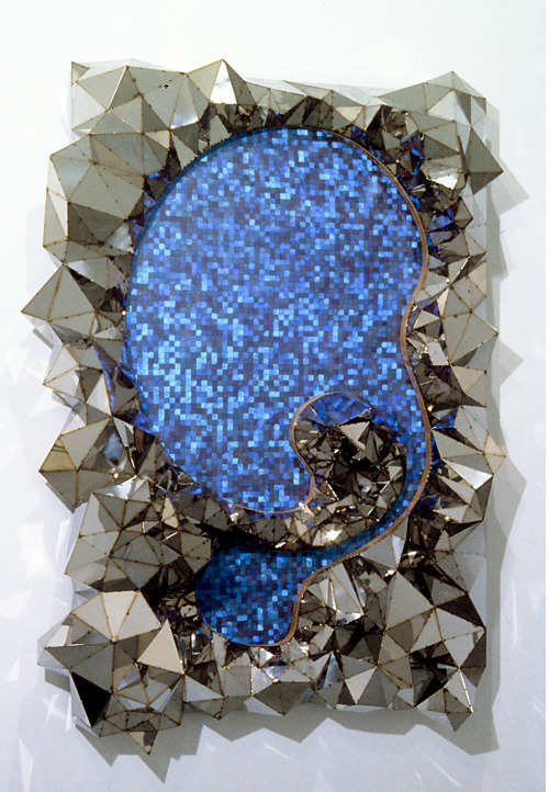 paddle8:  David Nyzio, Untitled, 1999, morpho aega butterfly wings, steel, plexi, and wood, 88 x 64 x 18 inches, courtesy of Postmasters.  