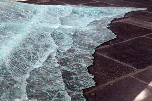 subliminal-tragedy: alecshao: Baptiste DeBombourg - Aerial, 2012 - glass, wood, nails, white pa