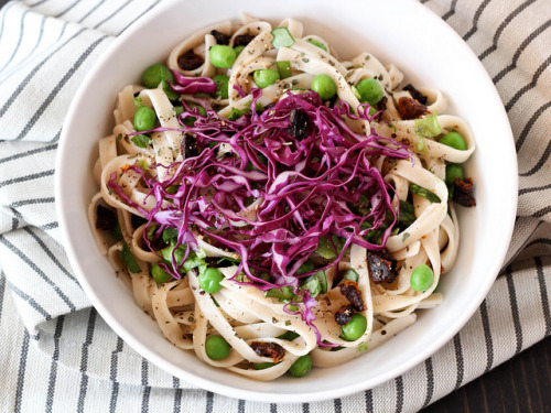 Pea, Sun Dried Tomato and Shredded Cabbage Fettuccine