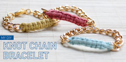 DIY Pastel Suede Knot and Chain Friendship Bracelet Tutorial by I Spy DIY here. Skill Level Needed: 