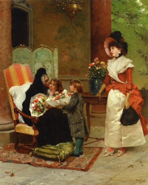Flowers for Grandmother, Emile-Auguste Pinchart