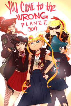 albinwonderland:  cureelliott:kyannebirdley:cuppatan:    The Sailor Punkz  fuck yes ilu ryan  [Image: A full color image of the Inner Senshi dressed up like punks. Their caption reads, “You came to the wrong planet, son.”]  mother fucking YES 