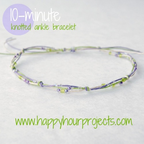 DIY Cheap and Easy Knotted Beaded Ankle Bracelet Tutorial from Happy Hour Projects here. Love this b