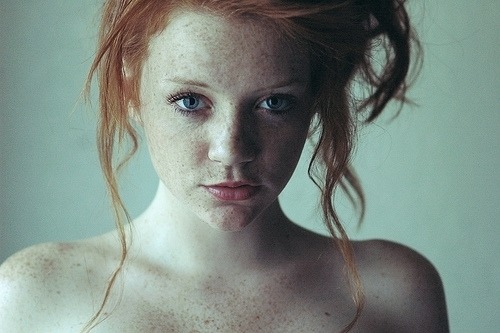 Lovely freckles &amp; blue eyes.