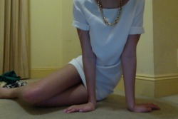 ephemarel:  White dress, gold chain.  