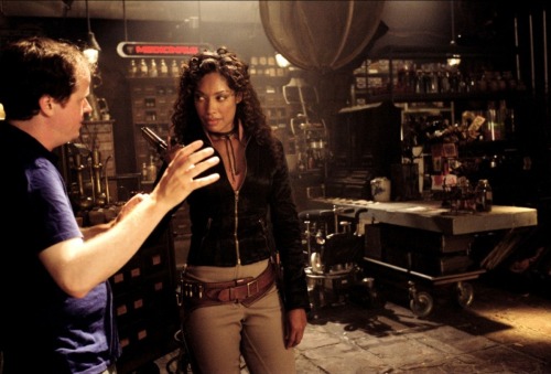 fictionalfix: fuckyeahdirectors: Joss Whedon and Gina Torres on-set of Serenity (2005)