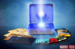 marvelentertainment:  We’re on a Stark jet en route to Comic-Con International: San Diego, but wanted to share the first look at our Marvel Cinematic Universe - Phase One: Avengers Assembled 10-disc Blu-ray box set. This image shows what’s inside