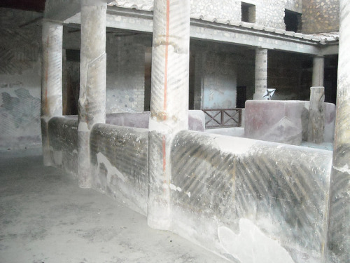 myhistoryblog: Interior “Peristilium” (portico) with striped black-white decoration -The