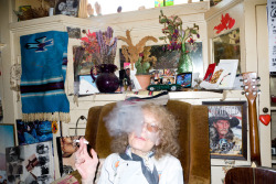 terrysdiary:  My Mom in a cloud of smoke. 