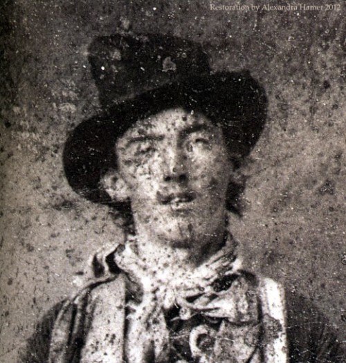 Billy the Kid’s face restored, c.1880 “There is only one known photograph of Billy the K