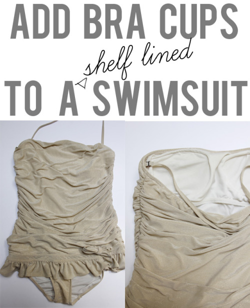 DIY Salvaging a Stretched Out Bathing Suit with Bra Cups Tutorial by see kate sew here. This will wo