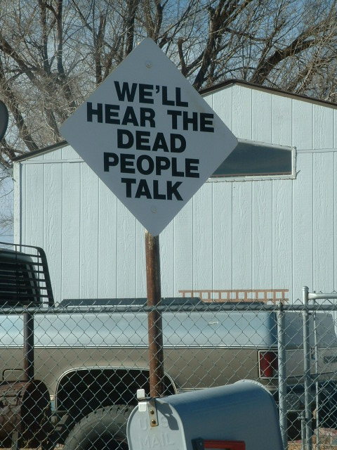 stagqueen:ianbrooks:  Eccentric Road Signs by Stanley Marsh In Armarillo, Texas lives the abnormal millionaire philanthropist Stanley Marsh, who’s fond of creating mock road signs throughout the town which sometimes contain deep thoughts, something