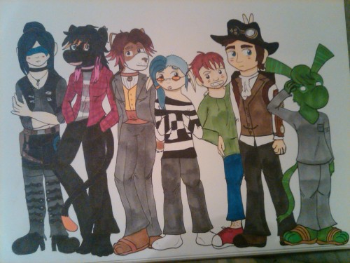 First seven characters are done for the OC Mural II!L-R: Megan, Pumin, Kaye, Vadim, Randy, Victor, C