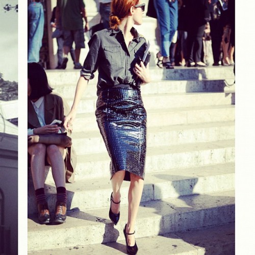 #taylortomasihill#marieclaire#us#fashion#fashionweek#trend2012#trend2013#pencilskirt#leather (Pris a