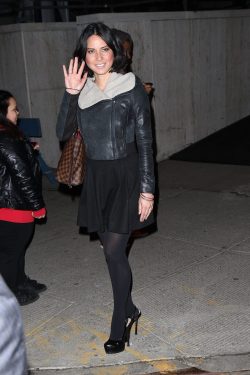 Celebhosierydaily:  Olivia Munn’s Gorgeous Legs In Black Pantyhose.  Olivia Munn