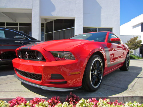 car-spotting:  The Target: 2012 Ford Mustang Boss 302. Spotted: San Jose, Calif. July 7, 2012. Significance: The Boss 302 draws heavily from the Boss 302R race car, receiving its high-flow “runners in the box” intake and a virtually identical aero