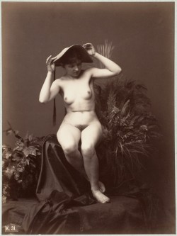 back-then:  Nude Woman with Hat 1870s-90s