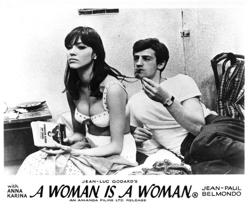 pill-y: f-rowley: anna—karina: British lobby card for Une femme est une femme, 1961.