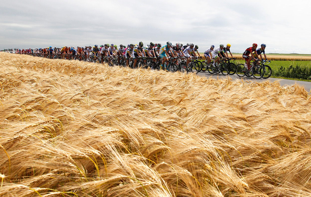 From The 2012 Tour de France, Part 1 of 2, one of 40 photos. Here, the pack of riders cycles in the second stage of the 99th Tour de France cycling race between Vise and Tournai, on July 2, 2012. (Reuters/Stephane Mahe)