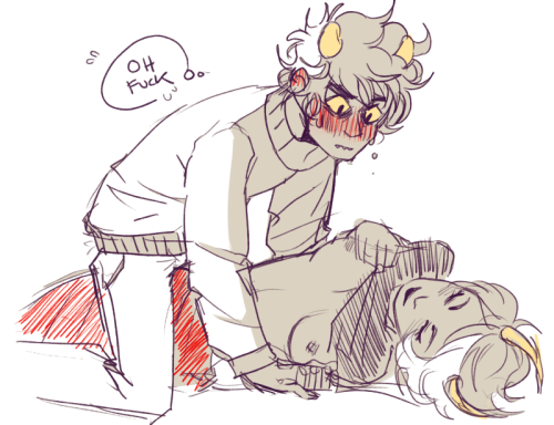 yummytomatoes: I drew this last night at 3 am Karkat is faced with the reality he’s over some babe and doesn’t know what to do from here.  