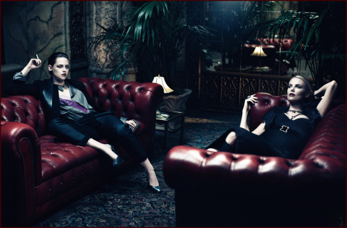 heygaystew:  Kristen. Charlize. Smoking. Interview Magazine.