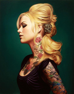 piercingsandink:  Tattoo painting by Kevin Peterson 