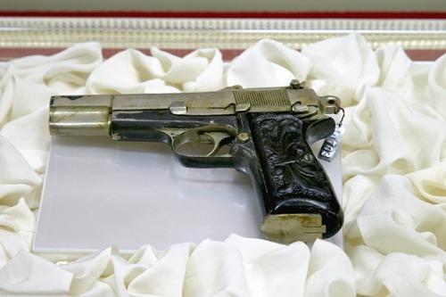 Pistol belonging to eternal leader Kim Jong Il.  An FN Browning High Power?